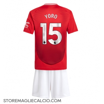 Manchester United Leny Yoro #15 Maglia Gara Casa Repliche 2024-25 Bambino Maniche Corte
